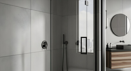 Elegant Bathroom Design Featuring Modern Shower and Stylish Vanity Composition