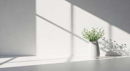 Natural shadows on a white background from the sunlight from windows