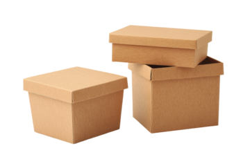Cardboard boxes stacked isolated on transparent background. Cardboard boxes isolated on white background.