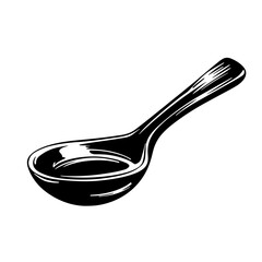 Soup ladle silhouette – deep cooking spoon icon, kitchen utensil illustration for restaurant logo, recipe blog or culinary pattern vector design