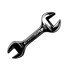Open‑end wrench silhouette – sturdy mechanic spanner tool icon for garage logo, repair service sticker or engineering pattern vector illustration