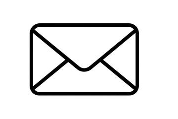 Black outline envelope icon isolated on a transparent background for mail service