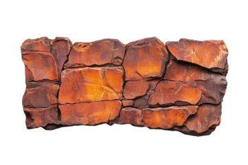 Rough textured reddish brown tree bark isolated on transparent background. Cracked red brick wall isolated on white background.