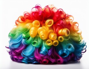 colorful clown wig isolated on white background