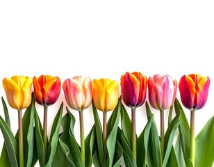 Obraz premium Colorful tulips in a horizontal row
