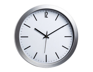  Modern Minimalist Clock with Sleek Frame and Simple Hour Marks, Angled Perspective, Isolated