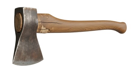 An illustration of a classic axe with a wooden handle and steel blade. This traditional tool represents forestry, wood cutting, and outdoor work, commonly used for chopping wood, felling trees, and ou