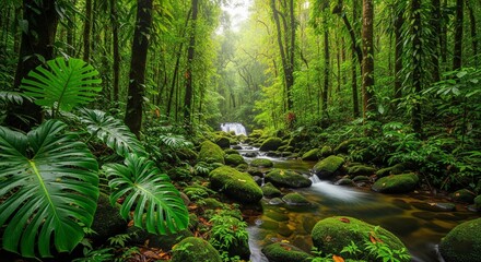 Lush Rainforest Stream: Tranquil Nature Scene
