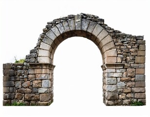 old stone arch isolated on white background