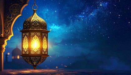 Ornate lantern under starry night