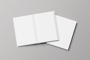Blank book cover and open