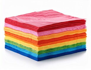 layers of colorful tissue paper stacked isolated on white background