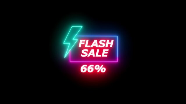 Neon flash sale lightning bolt with 66 percent discount and text image