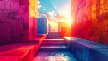 Fototapeta premium Colorful urban pathway