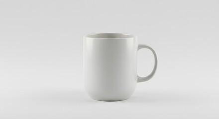 Fototapeta premium A simple white mug stands centered against a plain white background in a studio setting scene here