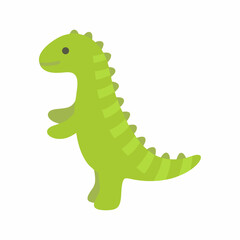 Cute bright green toy dinosaur with yellow stripes for kids playtime fun