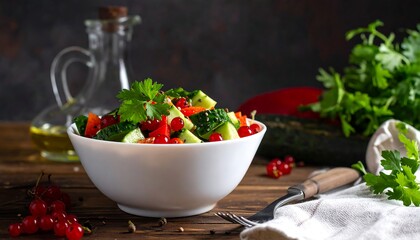 Colorful vegetable salad in bowl