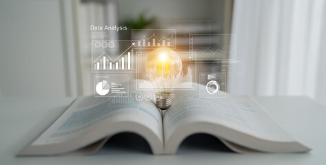 Business data analysis dashboard showing charts, statistics, and performance metrics for...