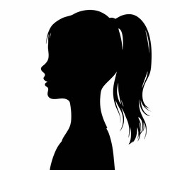 black and white Young Girl silhouette
