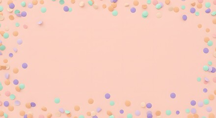 Pastel confetti dots framing a light peach background providing copy space for text or graphic elements
