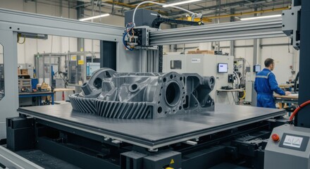 Industrial Innovation: Large-Scale 3D Printing a Complex Component in a Modern Factory
