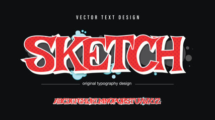Saketch logo graffiti font text effect, spray and street text style	