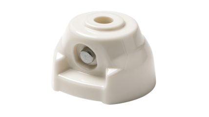 White plastic cable mount, studio shot, isolated background, electrical installation