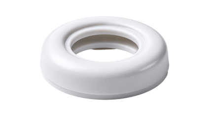 White plastic bottle nipple ring, studio shot,  packaging, baby product