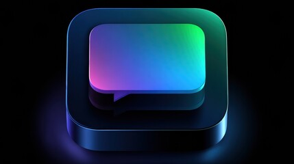 Modern Chat Icon Design Glowing in Vibrant Colors Against a Dark Background