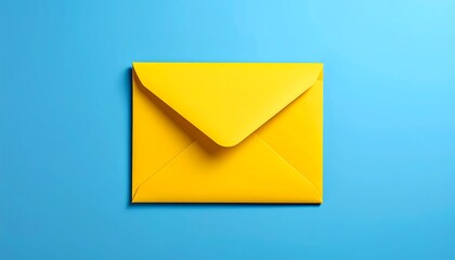 Bright yellow envelope on blue