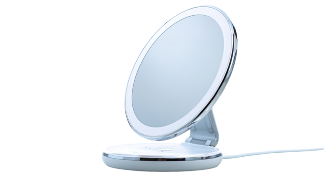 Illuminated desk mirror charging, white background, beauty - Powered by Adobe