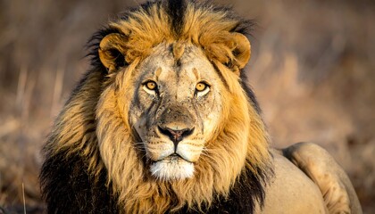 Fototapeta premium Majestic lion in the African savanna