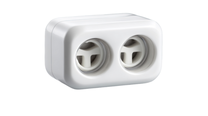 White double connector, electrical installation, close-up, studio