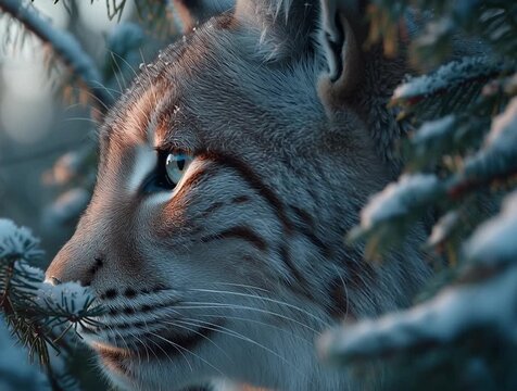 Cinematic Shot of Lynx Watching from the Shadows