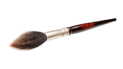 Fototapeta premium A paintbrush with a tapered, fluffy head. Dark-reddish-brown handle
