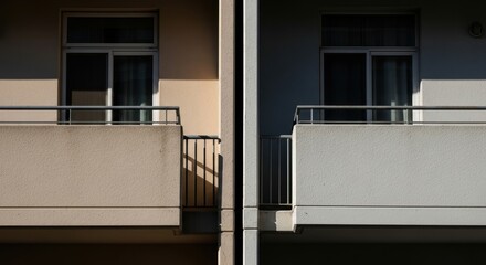 Dual contrast balconies with afternoon sunlight and shadow