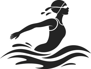 Swimming racing sport vector illustration featuring female swimmer logo concept artwork