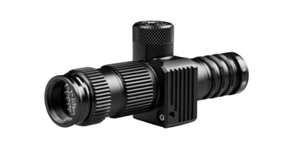 Infrared camera module, black background, studio shot, thermal imaging