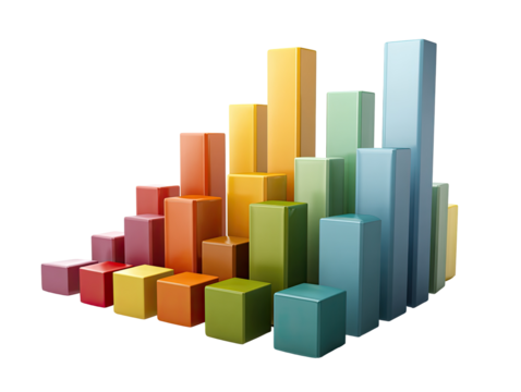 Colorful 3D bar graph, ascending values