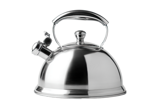 Shiny chrome kettle with dome top and handle