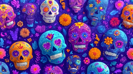 Fototapeta premium Day of the Dead Background Halloween Dia De Los Muertos