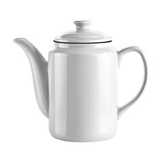 Fototapeta premium White ceramic coffee pot, isolated, studio shot, kitchenware
