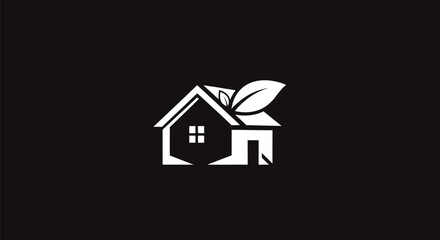 Eco-Friendly House Logo with Leaf Design.