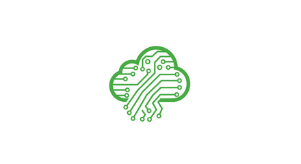Green Circuit Board Cloud Symbolizing Digital Innovation and Technology.
