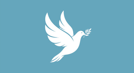 A white dove carrying an olive branch symbolizing peace and hope.