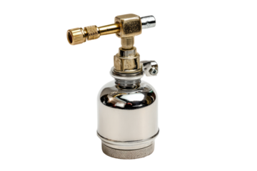 Chrome airbrush nozzle studio shot, background black