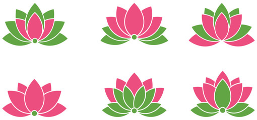 Lotus, flower, collection, set, design, symbol, emblem, illustration, icon, graphic, nature, decoration, element, floral, logo, shape, meditation, blossom, beauty, colorful