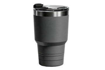 Gray insulated tumbler with a lid