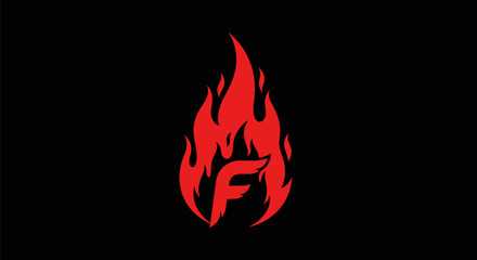 Fiery Letter F Logo: Red Flames Graphic Design.