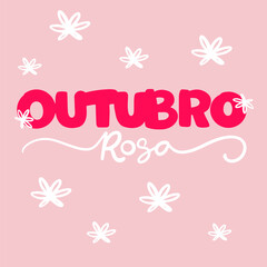 Outubro Rosa hand drawn lettering pink